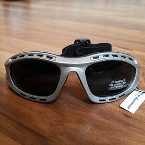 Men Motorcycle goggles silver Padded Rice Burner